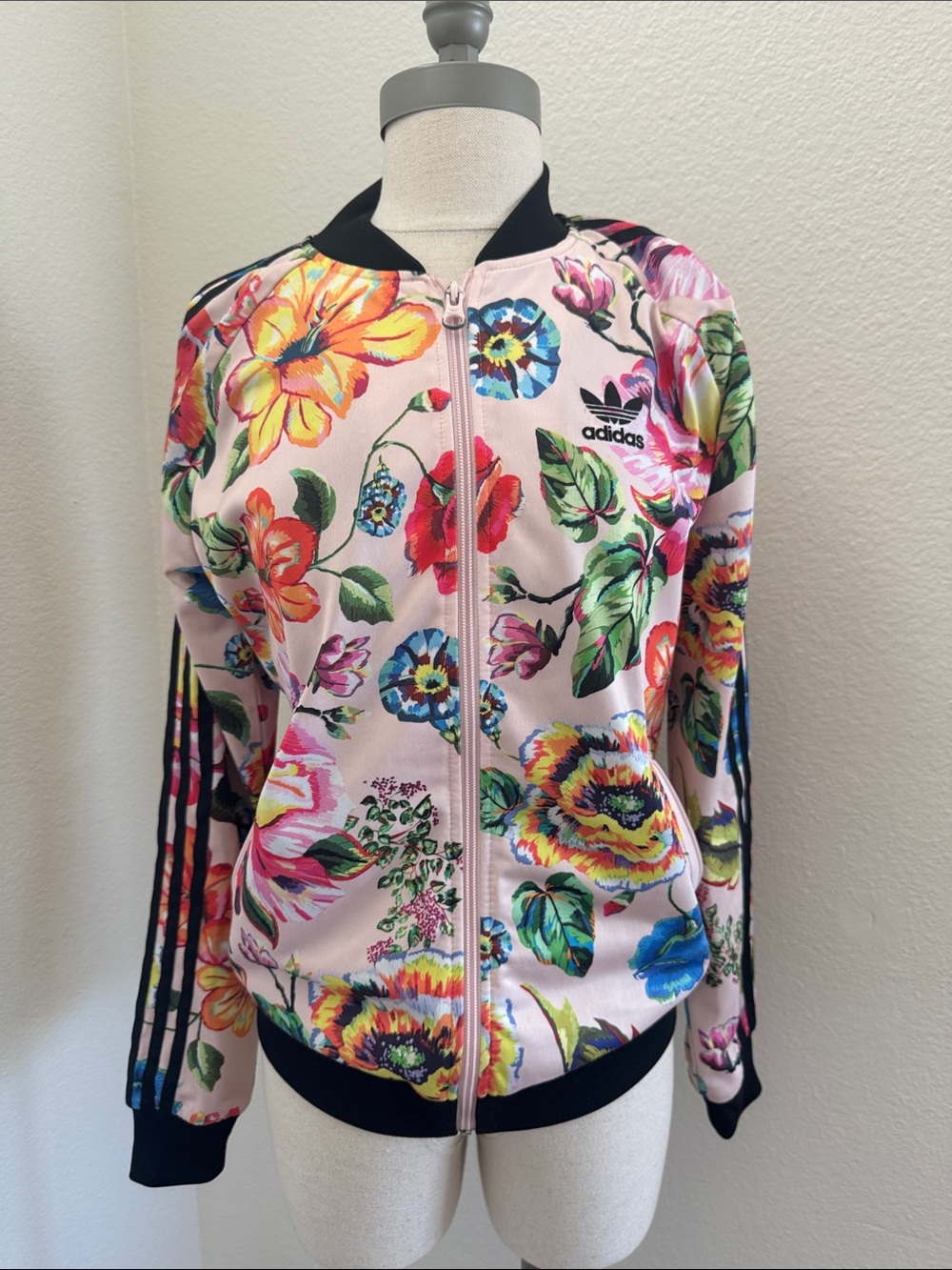 RARE adidas x Farm Rio collab Floral Pink Bomber Jacket